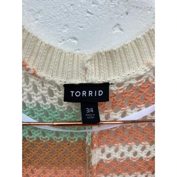 Torrid Womens Open Knit Striped Duster Cardigan Multicolor Size Medium - Picture 5 of 15